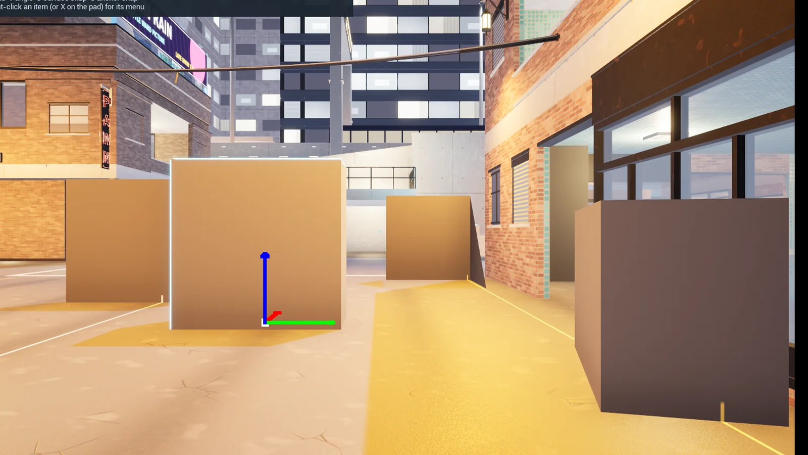 A selected block with the move gizmo