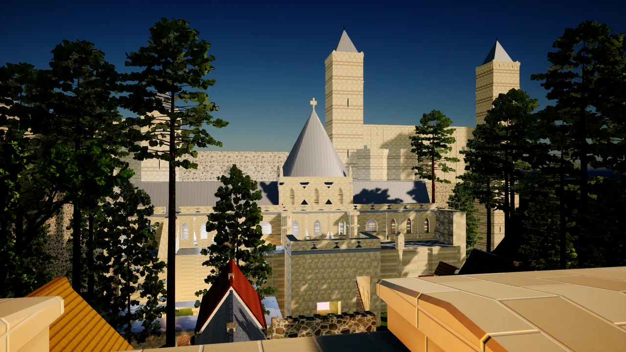 From the keep, looking at the cathedral spire