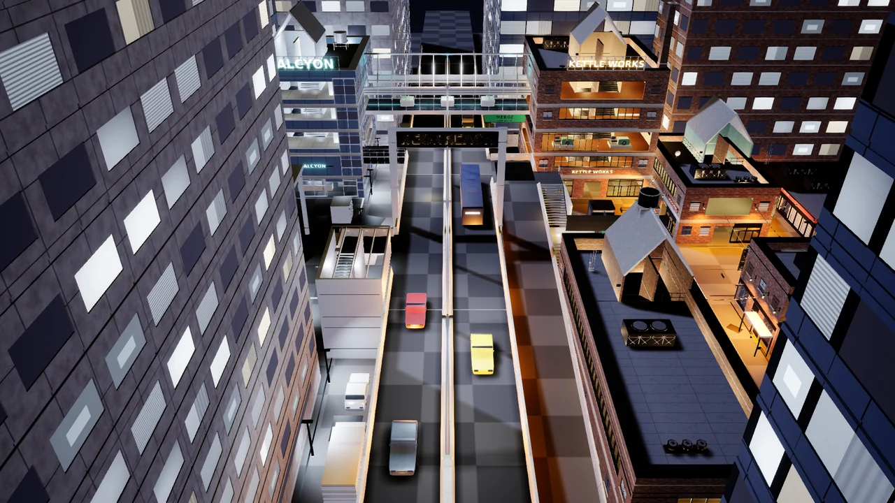 The whole map from the south, Kettle Ward left, Halcyon Quarter right
